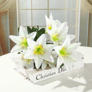 Bunga Lily Plastic Cabang 9 Bunga lili Palsu Artificial Dekorasi Pelaminan Premium