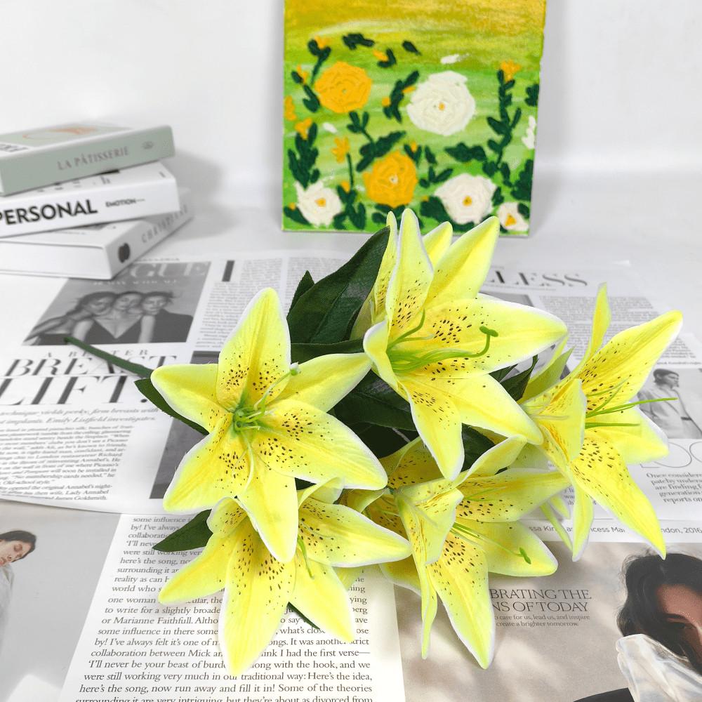 Bunga Lily Plastic Cabang 9 Bunga lili Palsu Artificial Dekorasi Pelaminan