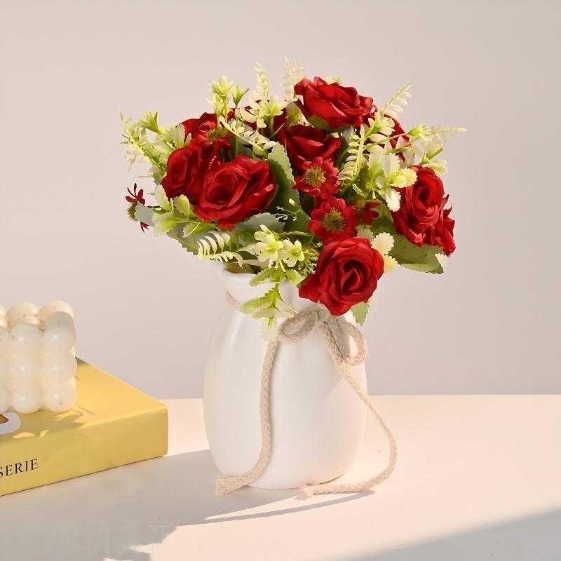 Set Vas Bunga Plastic Aesthetic Bunga Hias Rumah Artificial Flowers bunga hiasan ruang tamu