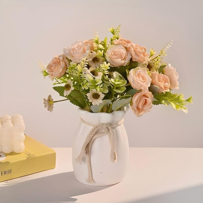 Set Vas Bunga Plastic Aesthetic Bunga Hias Rumah Artificial Flowers bunga hiasan ruang tamu