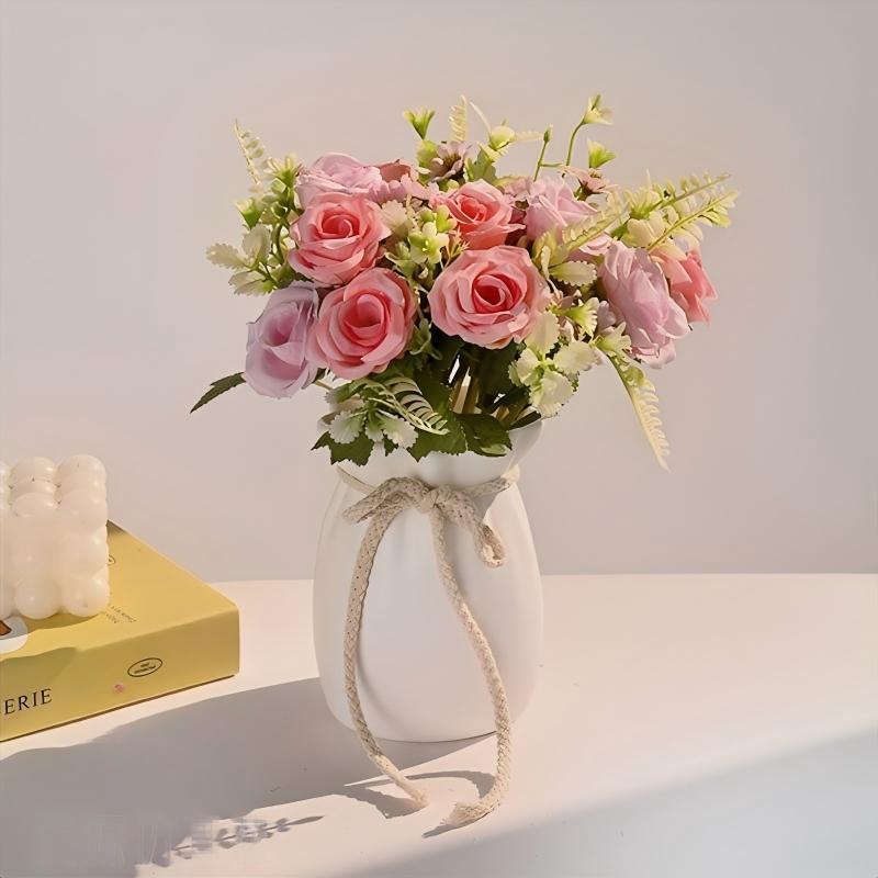 Set Vas Bunga Plastic Aesthetic Bunga Hias Rumah Artificial Flowers bunga hiasan ruang tamu
