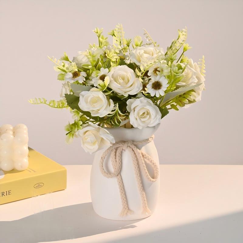 Set Vas Bunga Plastic Aesthetic Bunga Hias Rumah Artificial Flowers bunga hiasan ruang tamu