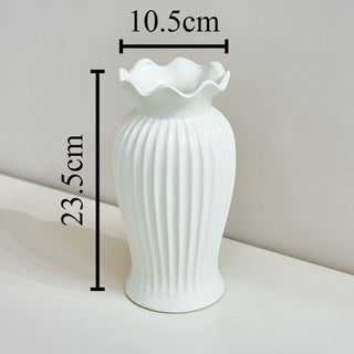 Vas Bunga Aesthetic  Vas Plastik Putih Tiruan Keramik  Hiasan Meja Ruang Tamu Aesthetic