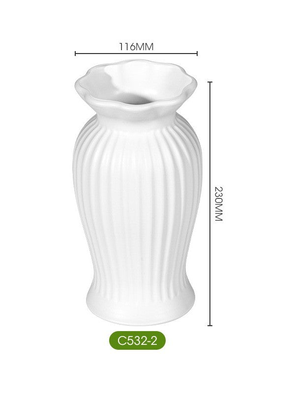 Vas Bunga Aesthetic  Vas Plastik Putih Tiruan Keramik  Hiasan Meja Ruang Tamu Aesthetic
