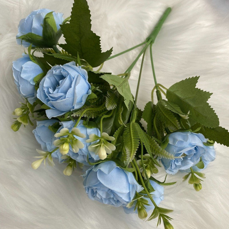 Bunga Palsu Peony 10 Kepala dengan Baby Breath, Hiasan Ruang Tamu Dekorasi Rumah