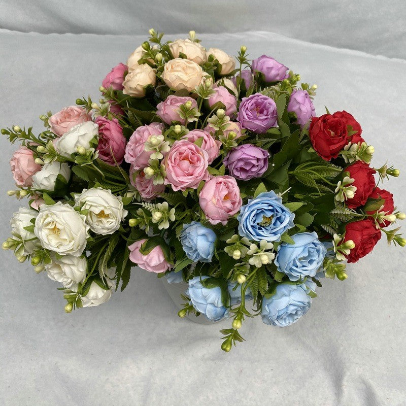 Bunga Palsu Peony 10 Kepala dengan Baby Breath, Hiasan Ruang Tamu Dekorasi Rumah