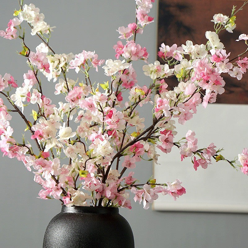 Bunga sakura palsu tunggal 4 cabang bahan plastik untuk hiasan living room dan pernikahan grosir