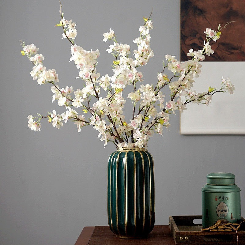 Bunga sakura palsu tunggal 4 cabang bahan plastik untuk hiasan living room dan pernikahan grosir