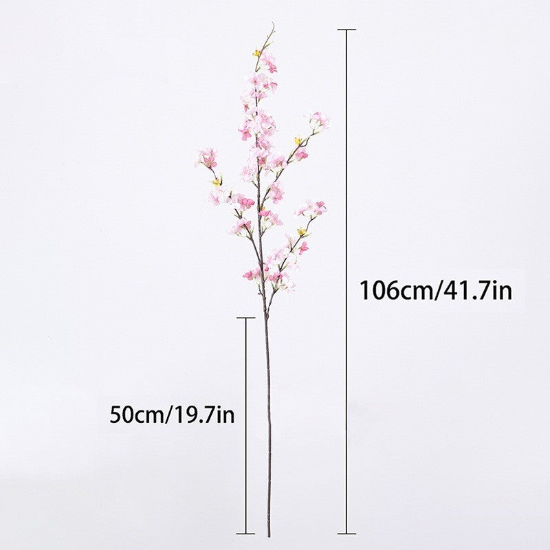Bunga sakura palsu tunggal 4 cabang bahan plastik untuk hiasan living room dan pernikahan grosir
