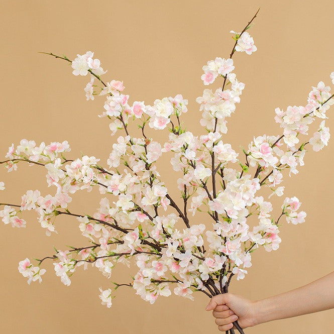 Bunga sakura palsu tunggal 4 cabang bahan plastik untuk hiasan living room dan pernikahan grosir