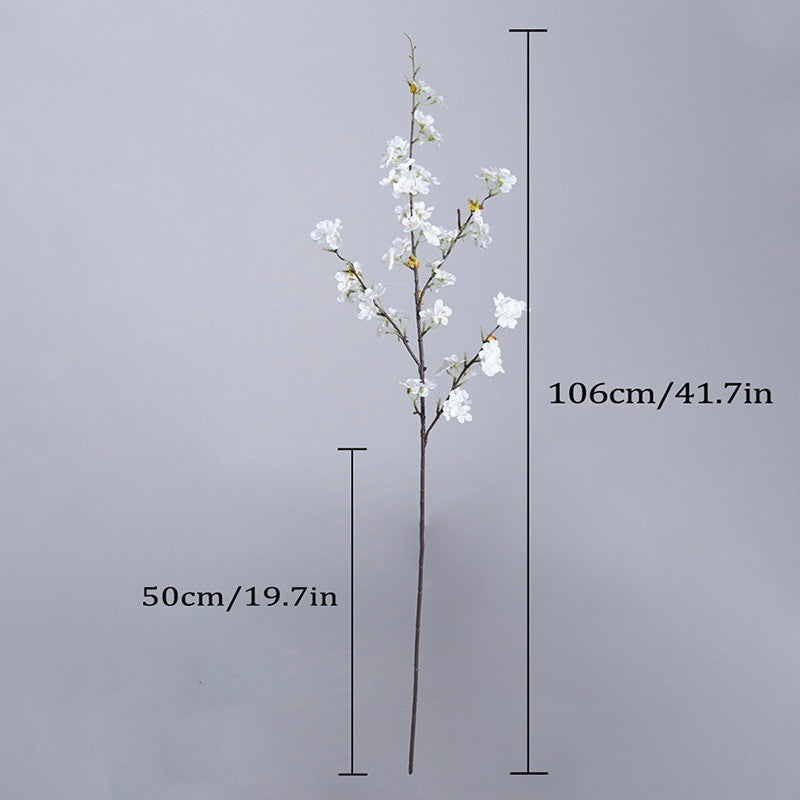 Bunga sakura palsu tunggal 4 cabang bahan plastik untuk hiasan living room dan pernikahan grosir