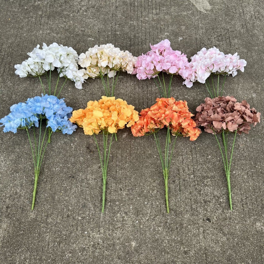 Bunga Hydrangea Semu Baru 5 Kepala Bundel - Hiasan Pernikahan, Grosir Bunga Palsu Kualitas Premium