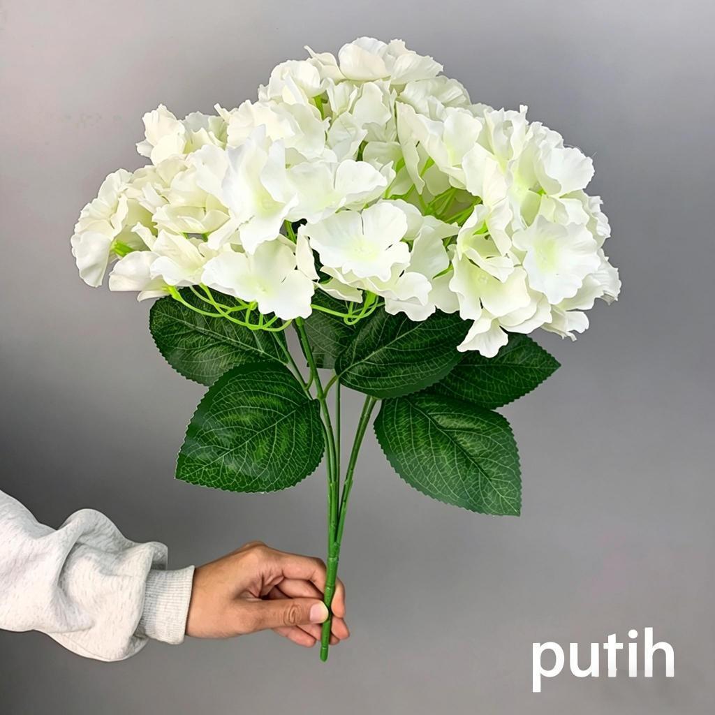 Seri biru Bunga Hortensia Jumbo Artificial Hydrangea Bunga artificial dekorasi 5 cabang