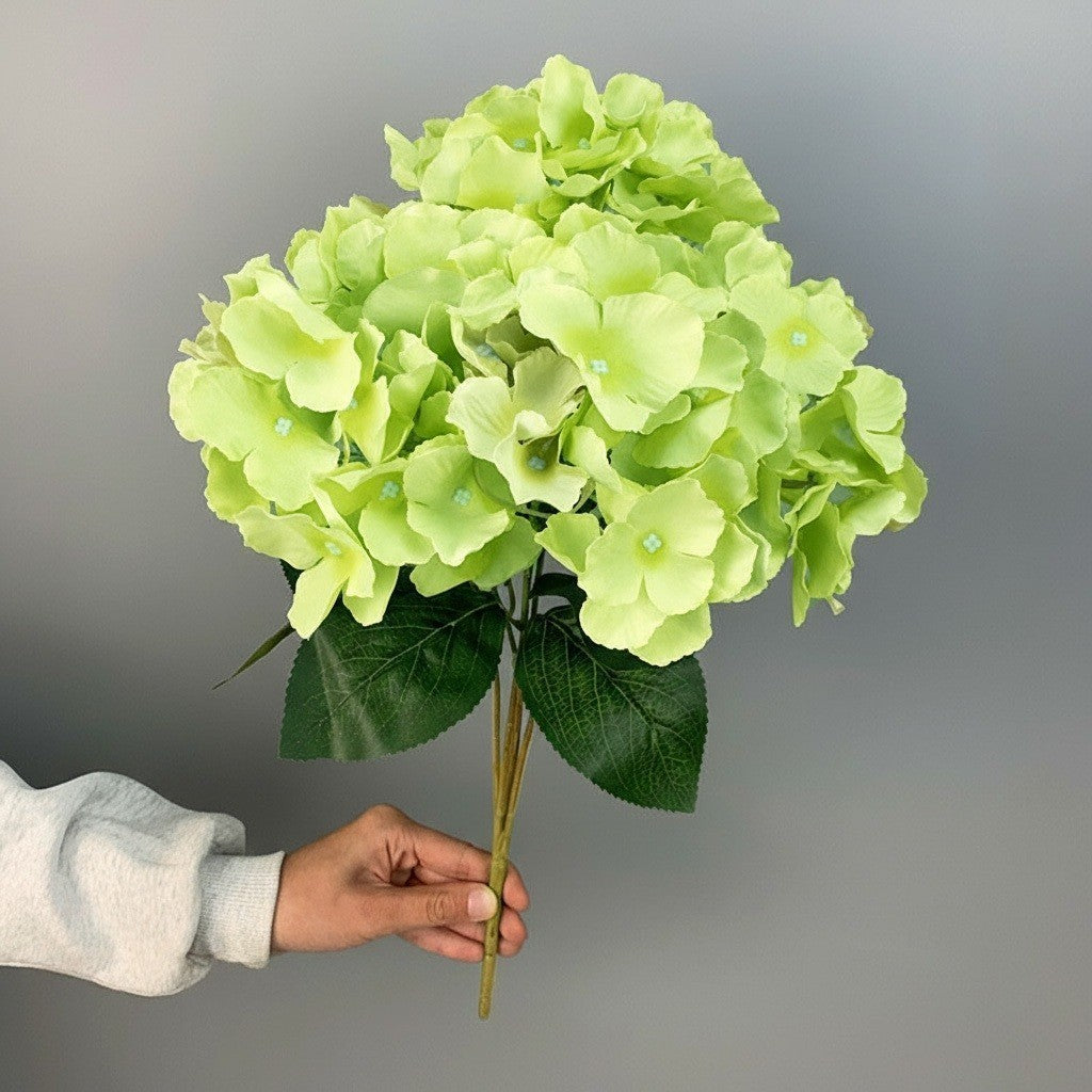 Seri biru Bunga Hortensia Jumbo Artificial Hydrangea Bunga artificial dekorasi 5 cabang