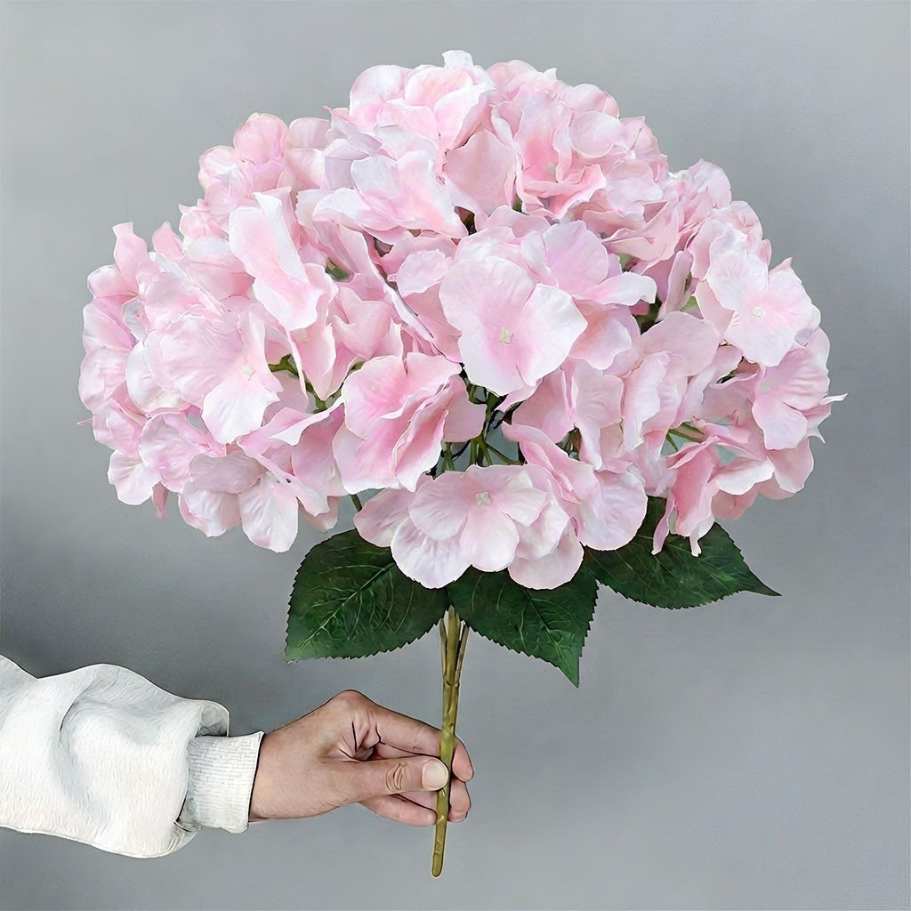 Seri biru Bunga Hortensia Jumbo Artificial Hydrangea Bunga artificial dekorasi 5 cabang