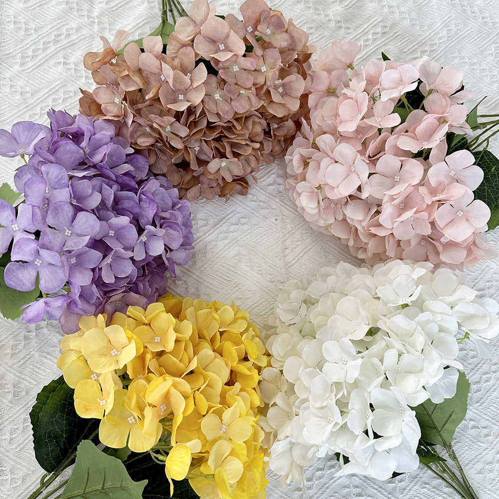 Seri biru Bunga Hortensia Jumbo Artificial Hydrangea Bunga artificial dekorasi 5 cabang