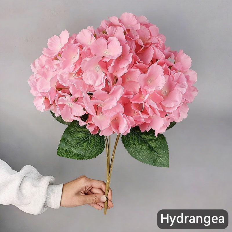 Seri biru Bunga Hortensia Jumbo Artificial Hydrangea Bunga artificial dekorasi 5 cabang