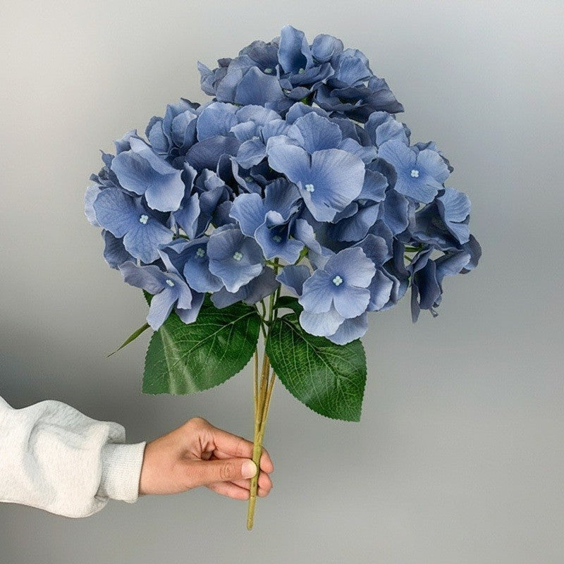 Seri biru Bunga Hortensia Jumbo Artificial Hydrangea Bunga artificial dekorasi 5 cabang
