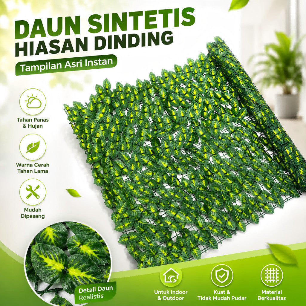 Daun Rambat Sintetis Roll 1M x 3M | Rumput Plastik Buatan Untuk Dekorasi Dinding Dan Pagar