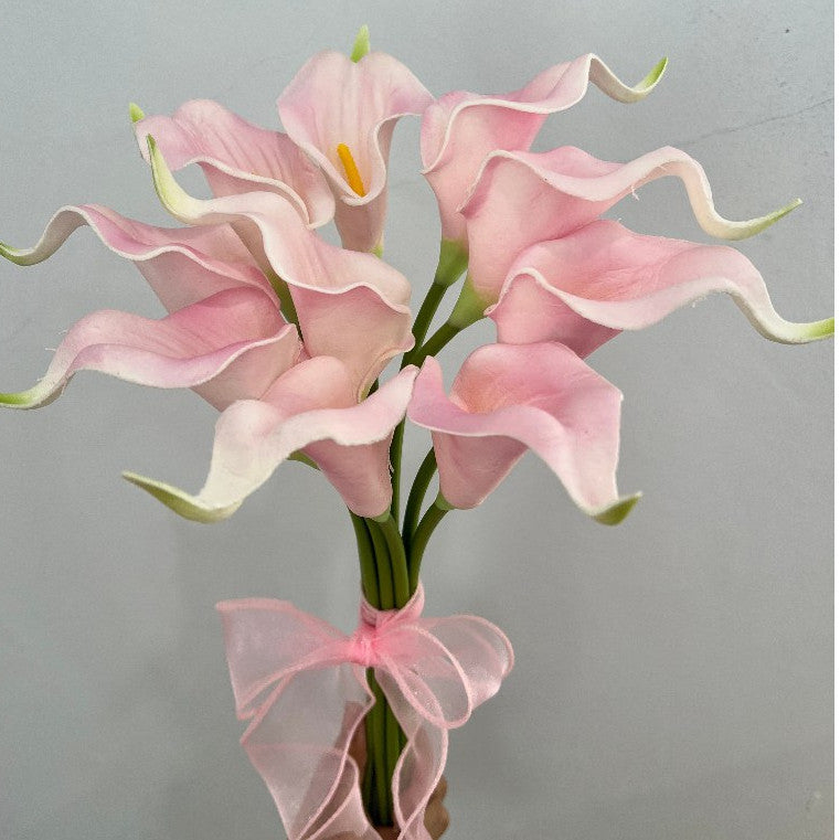 Buket Bunga Calla Lily PU Artifisial dengan Pita 10 Tangkai, Bunga Hias Cantik Berkualitas, Cocok untuk Hadiah & Dekorasi Rumah